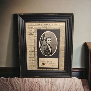 Artist Signed Aged Reproduction Lincoln Assasination Newspaper Cover Page